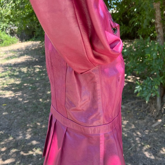 Vintage John Carlisle Leather Jacket Magenta Pink medium - Picture 7 of 12